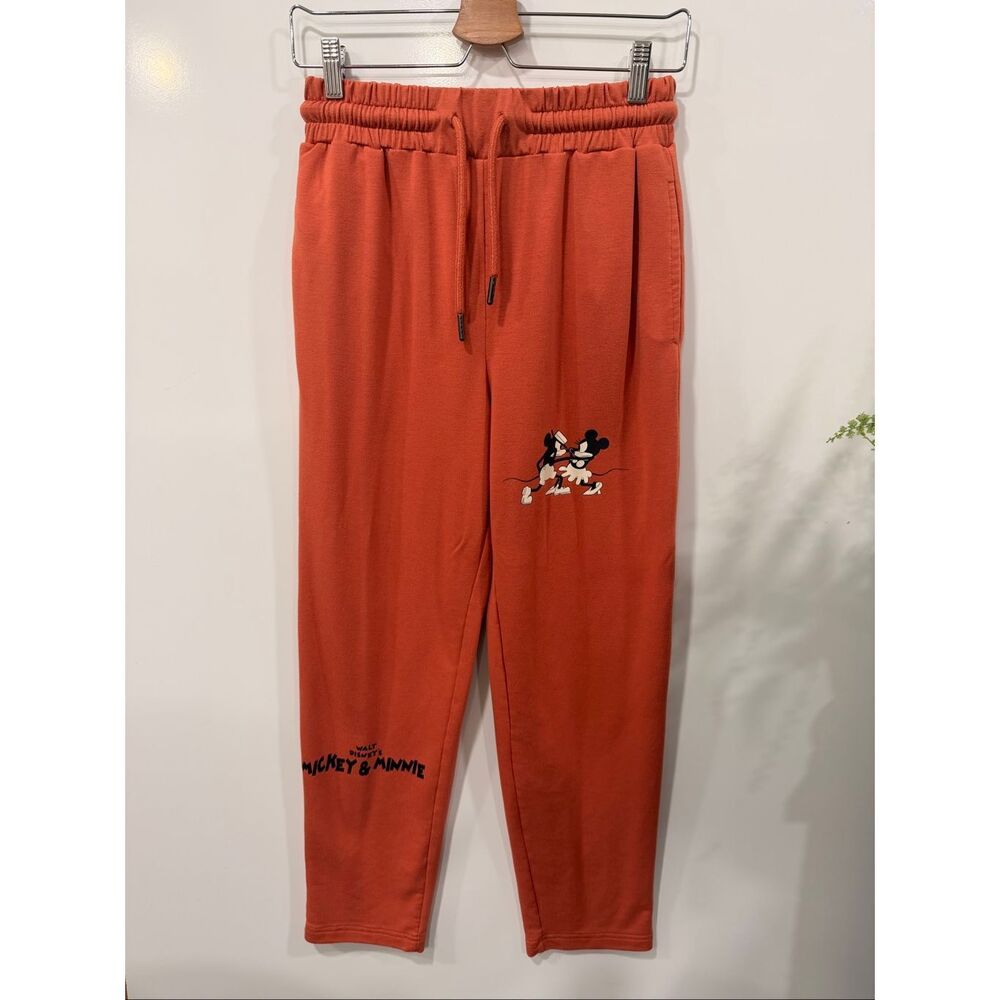 Disney Mickey Minnie Jogger Sweatpants Women M Rust